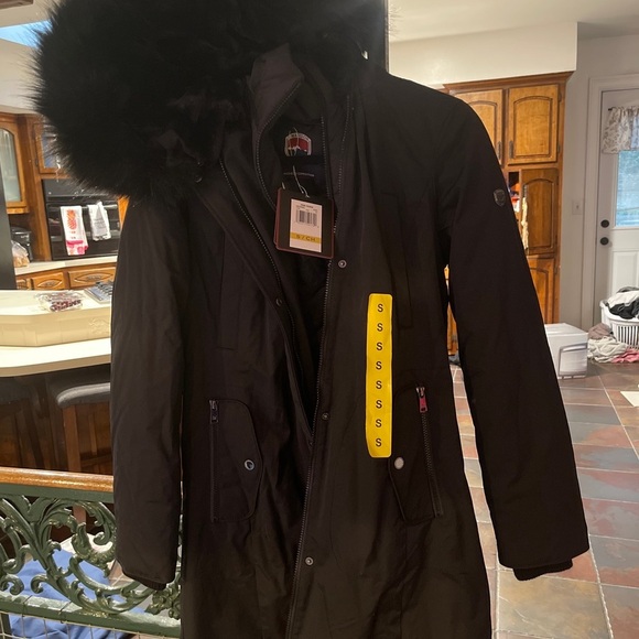 1 Madison Expedition Women's Faux Fur Trim Parka Jacket Coat Small Black - Picture 7 of 7